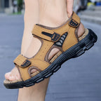 Classic Men’s Genuine Leather Sandals – Summer Outdoor Casual Lightweight Fashion Sandals