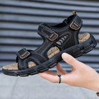 Classic Men’s Genuine Leather Sandals – Summer Outdoor Casual Lightweight Fashion Sandals