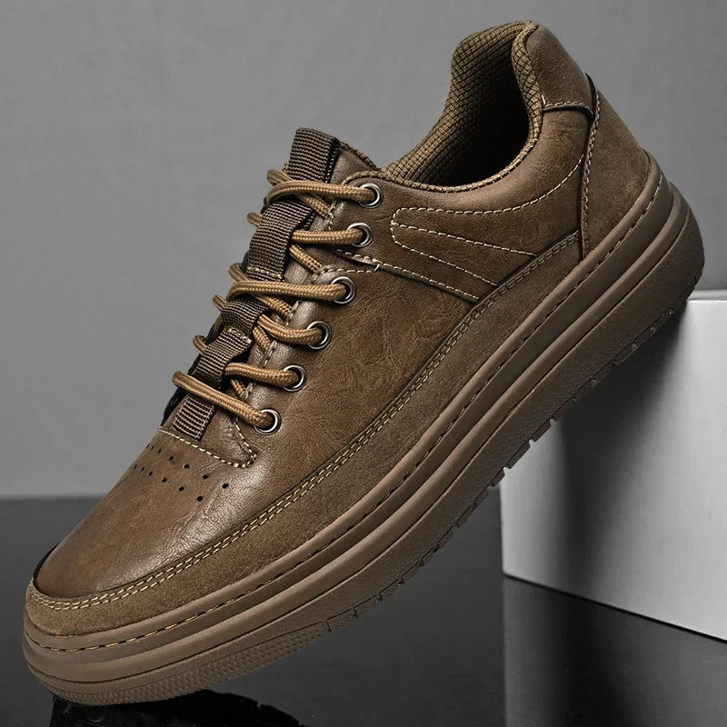 Classic Men’s Genuine Leather Casual Shoes – Thick Sole Oxford, Business and Outdoor Wear