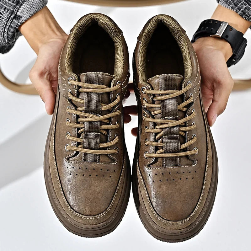 Classic Men’s Genuine Leather Casual Shoes – Thick Sole Oxford, Business and Outdoor Wear