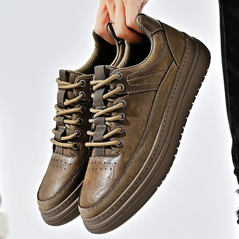 Classic Men’s Genuine Leather Casual Shoes – Thick Sole Oxford, Business and Outdoor Wear