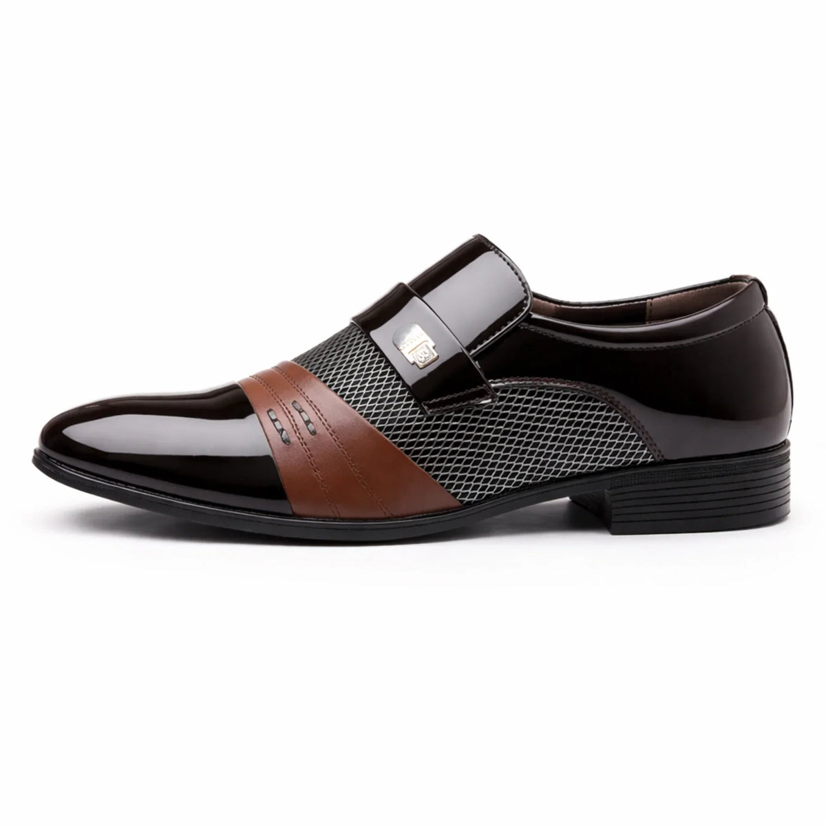 Men’s Classic Glossy Dress Shoes, Elegant Slip-On Pointed Toe Shoes for Office, Evening Events, and Parties