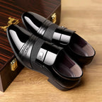 Men’s Classic Glossy Dress Shoes, Elegant Slip-On Pointed Toe Shoes for Office, Evening Events, and Parties