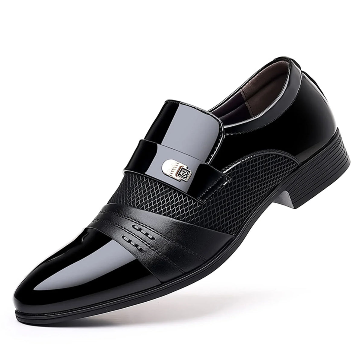 Men’s Classic Glossy Dress Shoes, Elegant Slip-On Pointed Toe Shoes for Office, Evening Events, and Parties