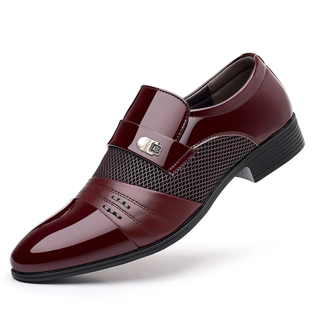 Men’s Classic Glossy Dress Shoes, Elegant Slip-On Pointed Toe Shoes for Office, Evening Events, and Parties