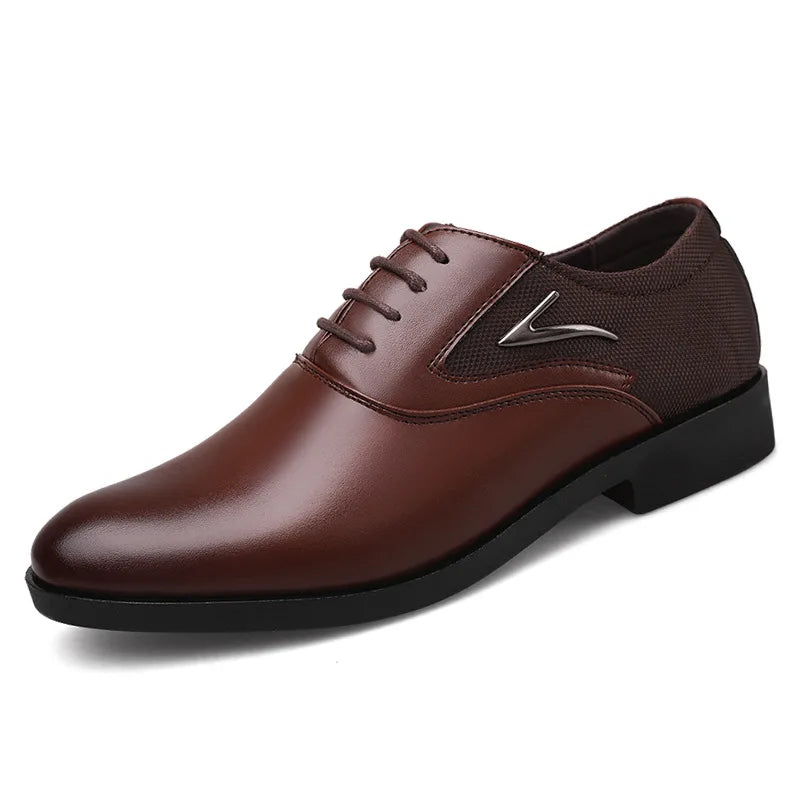 Men’s Classic Leather Dress Shoes – Black Formal Oxfords for Wedding, Office, Business, and Party