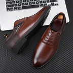 Men’s Classic Leather Dress Shoes – Black Formal Oxfords for Wedding, Office, Business, and Party