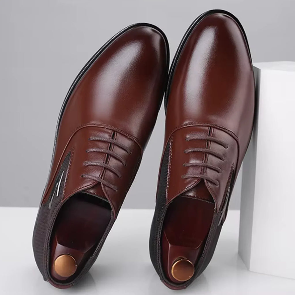 Men’s Classic Leather Dress Shoes – Black Formal Oxfords for Wedding, Office, Business, and Party
