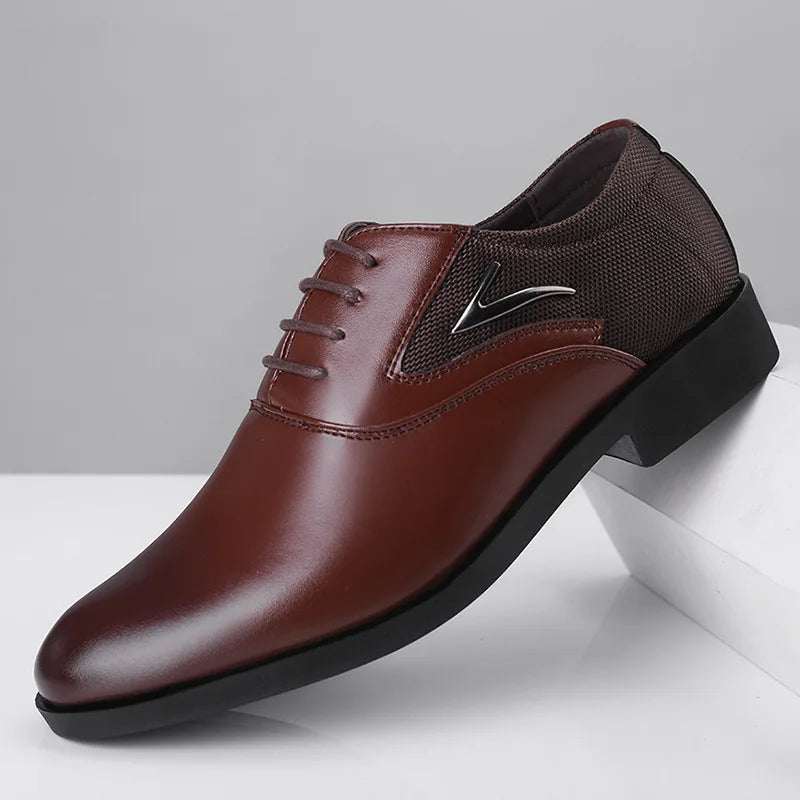 Men’s Classic Leather Dress Shoes – Black Formal Oxfords for Wedding, Office, Business, and Party