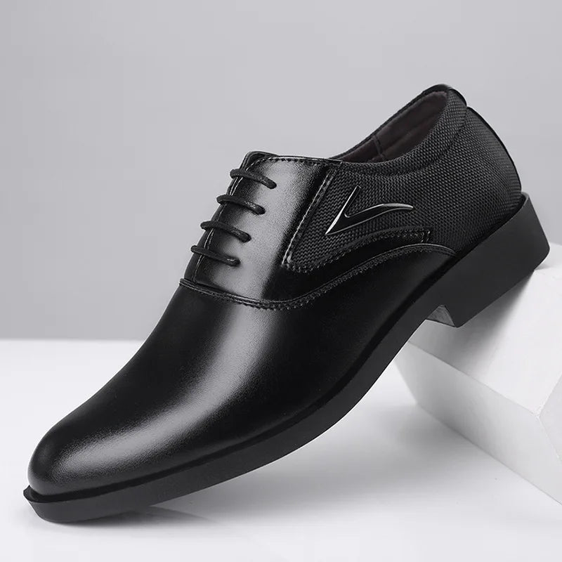 Men’s Classic Leather Dress Shoes – Black Formal Oxfords for Wedding, Office, Business, and Party