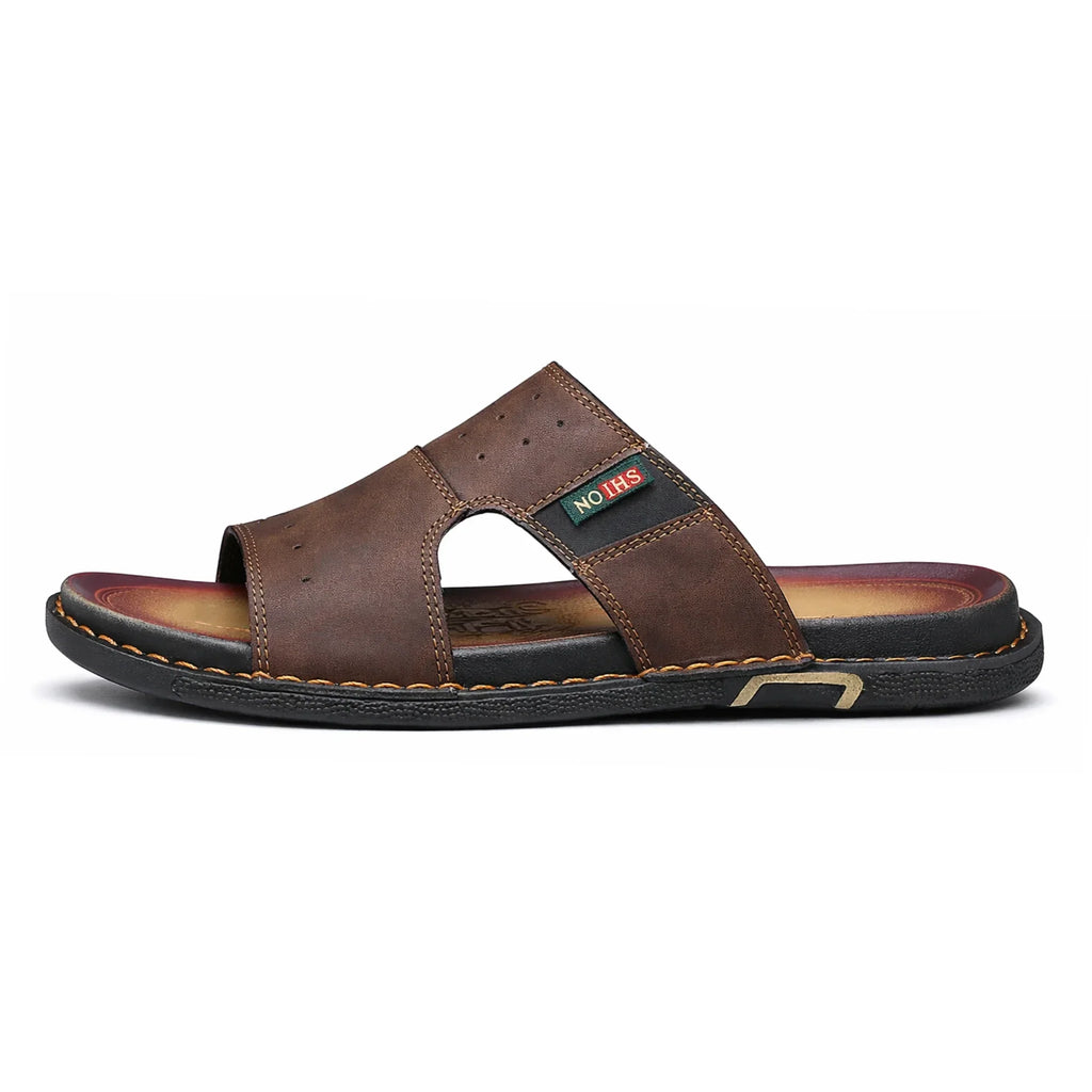 Classic Leather Sandals with Soft Sole – Lightweight Casual Outdoor Style