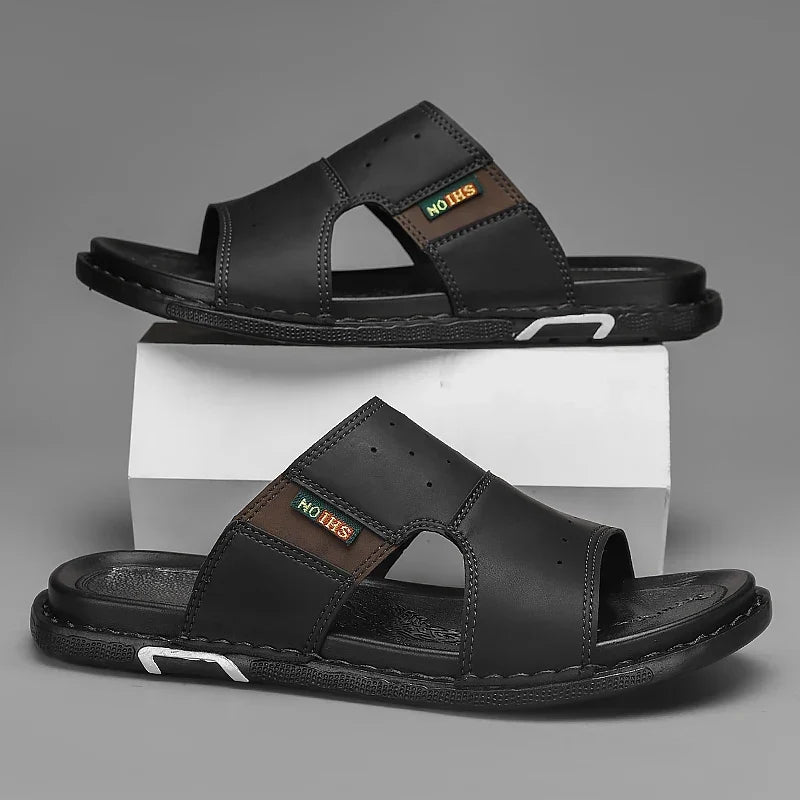 Classic Leather Sandals with Soft Sole – Lightweight Casual Outdoor Style