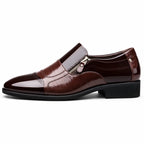 Men’s Classic Leather Shoes with Pointed Toe, Elegant Zipper Design, Comfortable Non-Slip Shoes for Business and Everyday Wear