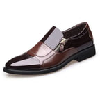 Men’s Classic Leather Shoes with Pointed Toe, Elegant Zipper Design, Comfortable Non-Slip Shoes for Business and Everyday Wear