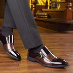 Men’s Classic Leather Shoes with Pointed Toe, Elegant Zipper Design, Comfortable Non-Slip Shoes for Business and Everyday Wear