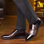 Men’s Classic Leather Shoes with Pointed Toe, Elegant Zipper Design, Comfortable Non-Slip Shoes for Business and Everyday Wear