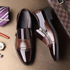 Men’s Classic Leather Shoes with Pointed Toe, Elegant Zipper Design, Comfortable Non-Slip Shoes for Business and Everyday Wear