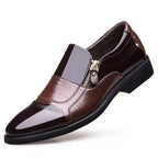 Men’s Classic Leather Shoes with Pointed Toe, Elegant Zipper Design, Comfortable Non-Slip Shoes for Business and Everyday Wear
