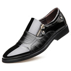 Men’s Classic Leather Shoes with Pointed Toe, Elegant Zipper Design, Comfortable Non-Slip Shoes for Business and Everyday Wear
