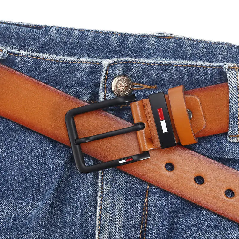 Men’s Classic PU Leather Belt with Alloy Pin Buckle – Business & Casual Waist Belt