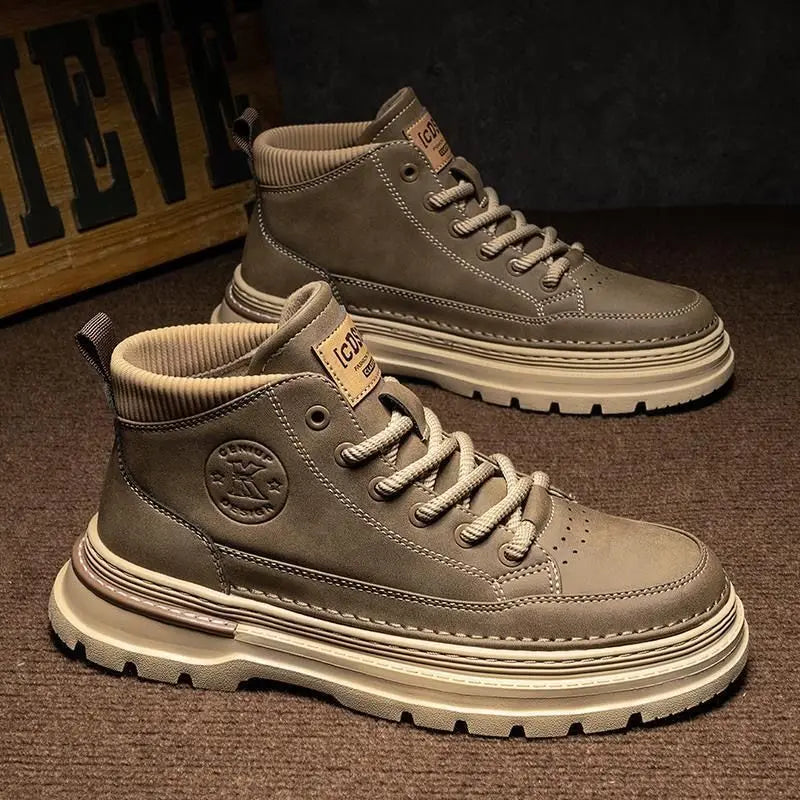 Men’s Classic High-Top Boots – Casual and Work Boots, Non-Slip, Comfortable, Retro Style Winter Boots