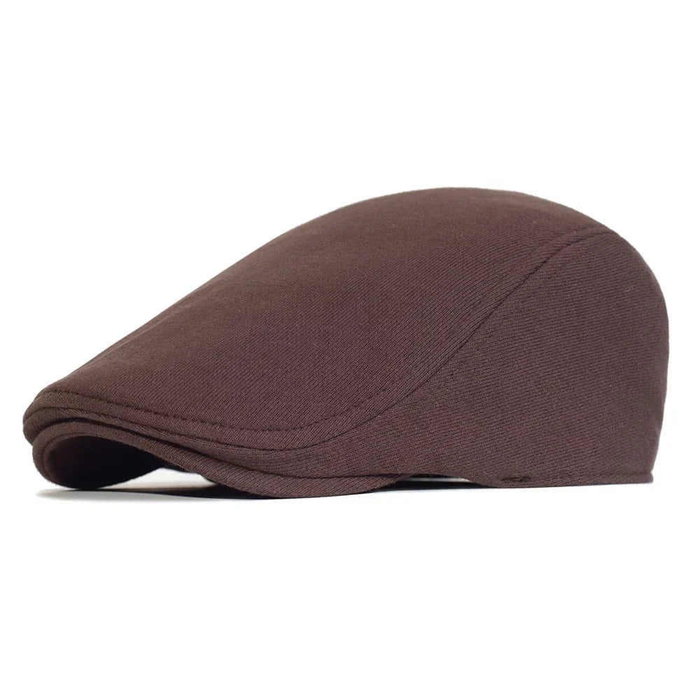 Men’s Cotton Beret – Solid Color Retro Casual Style