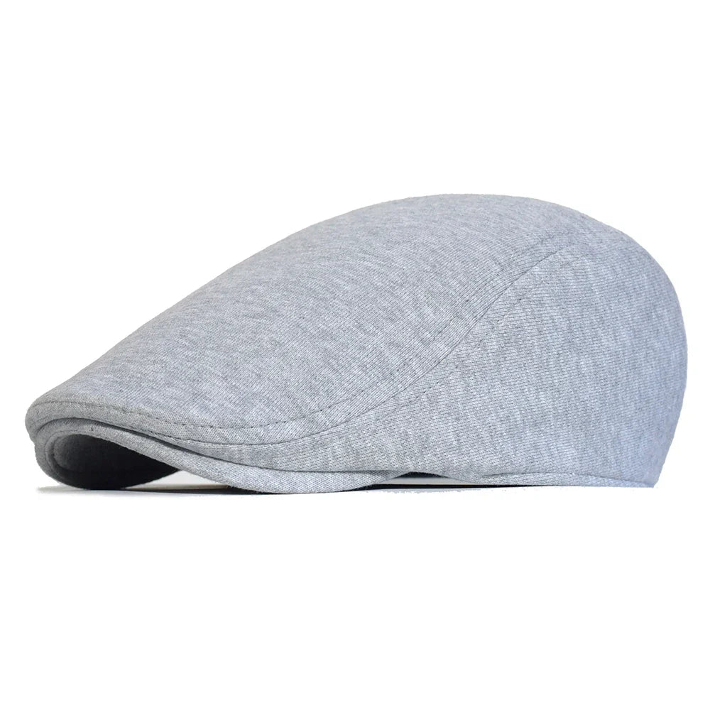 Men’s Cotton Beret – Solid Color Retro Casual Style