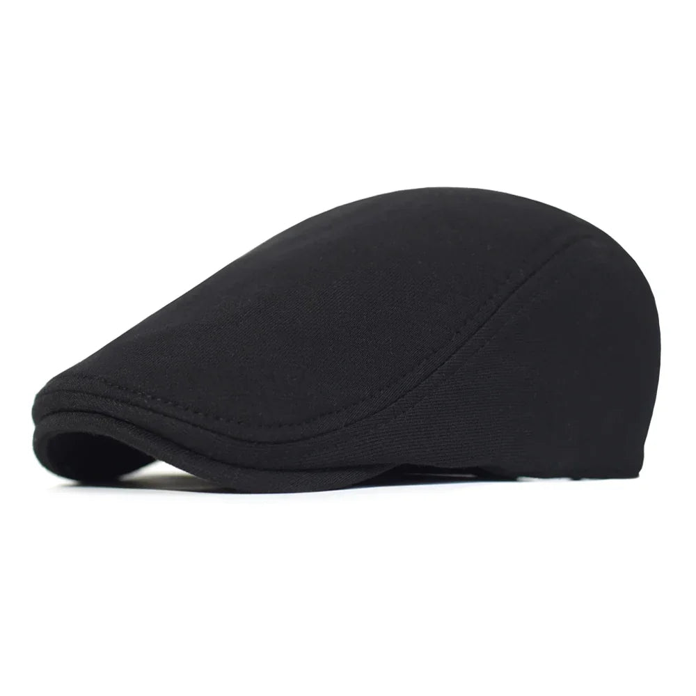 Men’s Cotton Beret – Solid Color Retro Casual Style