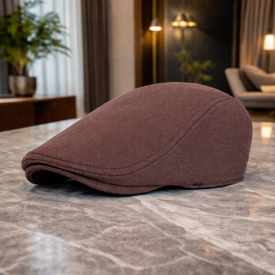 Men’s Cotton Beret – Solid Color Retro Casual Style