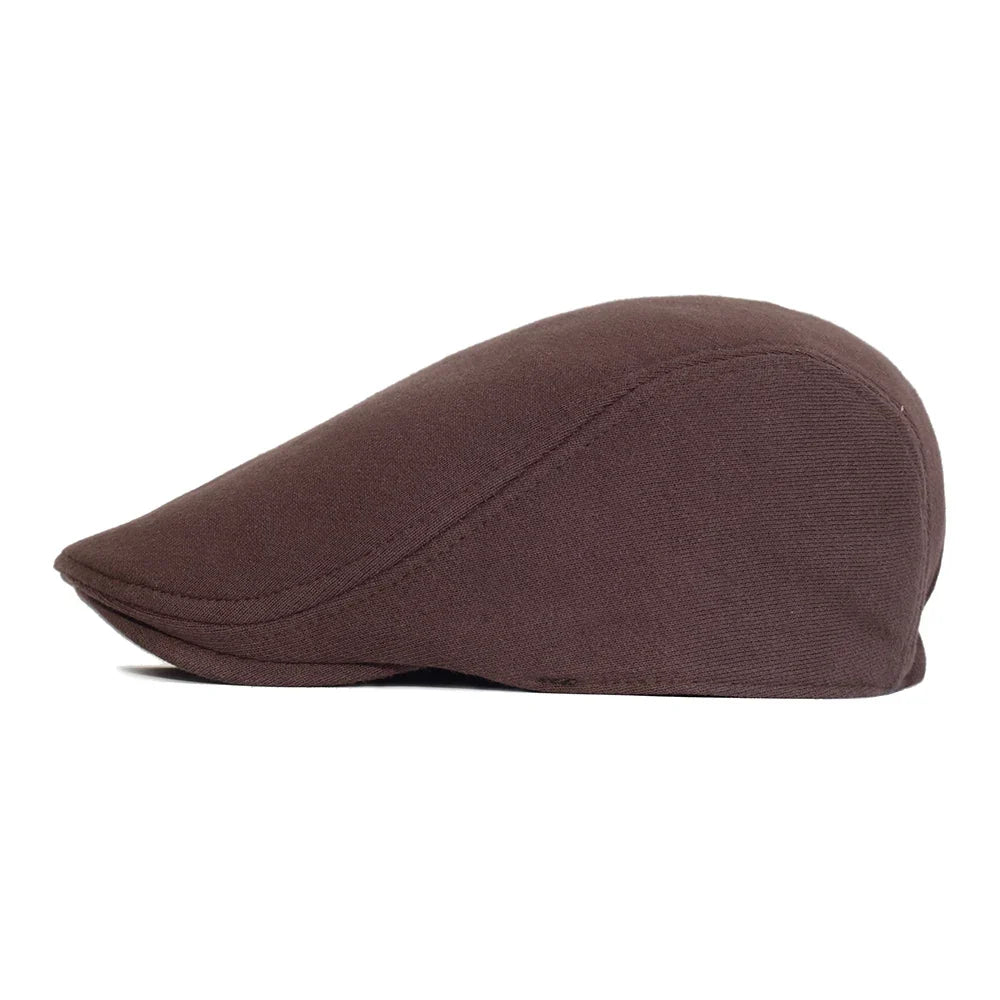 Men’s Cotton Beret – Solid Color Retro Casual Style