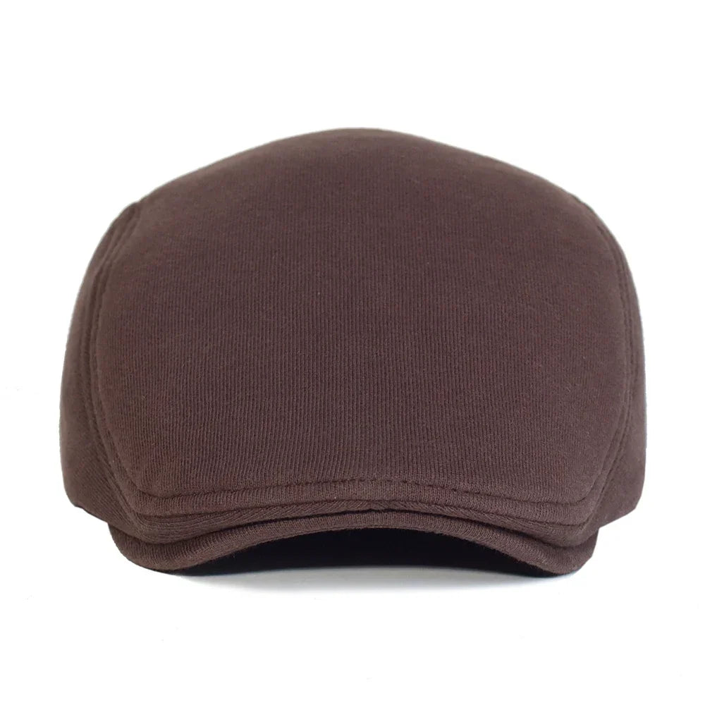 Men’s Cotton Beret – Solid Color Retro Casual Style