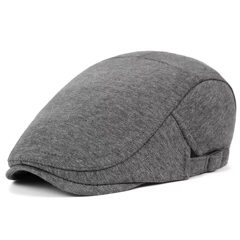 Solid Color Cotton Men’s Beret – Casual Spring & Autumn Warm Style