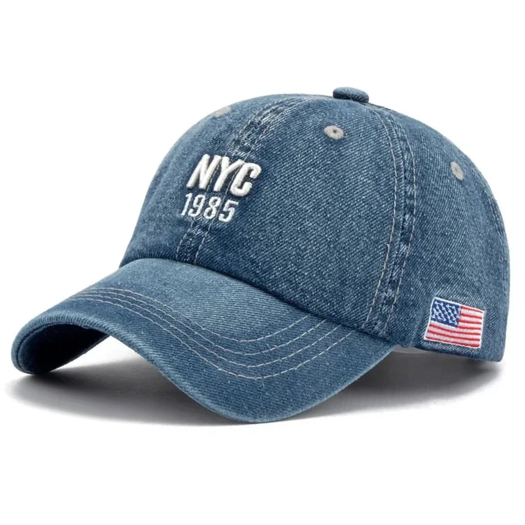 Men’s Fashion Embroidered Denim Snapback Baseball Cap – Adjustable for Outdoor Sports, Golf, and Casual Wear