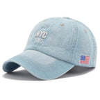 Men’s Fashion Embroidered Denim Snapback Baseball Cap – Adjustable for Outdoor Sports, Golf, and Casual Wear