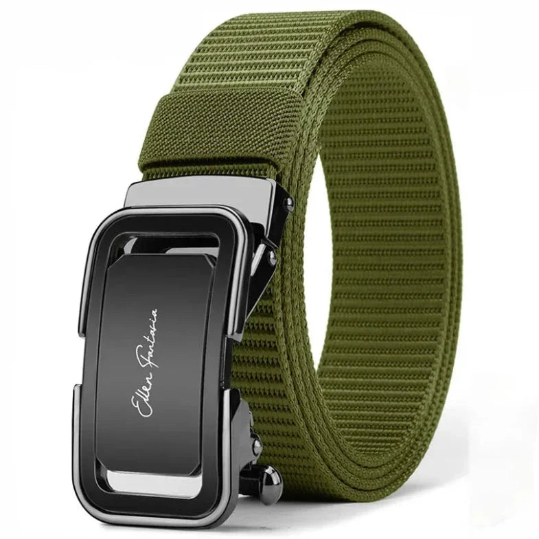 Fashion Men’s Designer Canvas Belt with Alloy Automatic Buckle – Sports & Casual Belt, Large Size