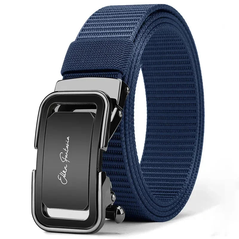 Fashion Men’s Designer Canvas Belt with Alloy Automatic Buckle – Sports & Casual Belt, Large Size