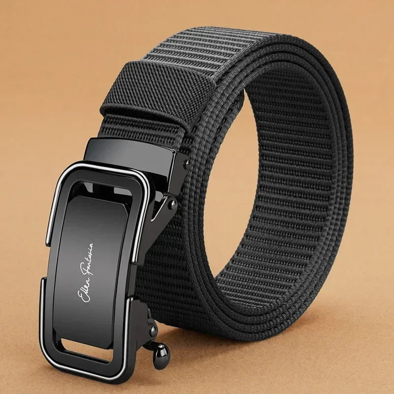 Fashion Men’s Designer Canvas Belt with Alloy Automatic Buckle – Sports & Casual Belt, Large Size