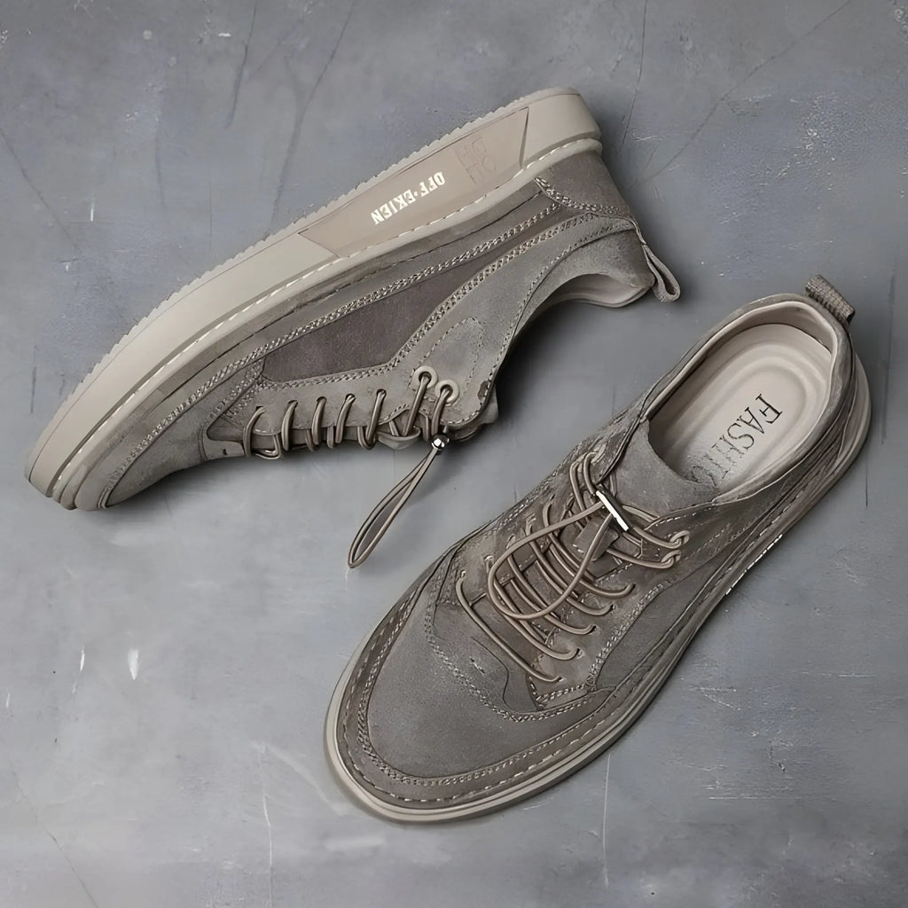 Men’s Fashion Genuine Leather Sneakers – Breathable Autumn Lace-Up Comfortable Casual Shoes