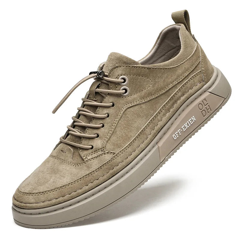 Men’s Fashion Genuine Leather Sneakers – Breathable Autumn Lace-Up Comfortable Casual Shoes