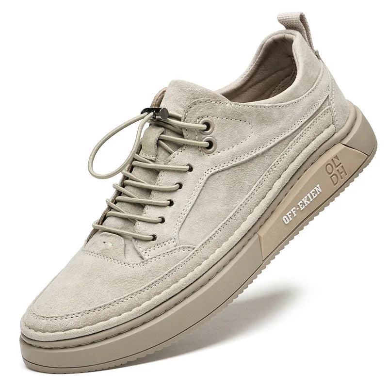 Men’s Fashion Genuine Leather Sneakers – Breathable Autumn Lace-Up Comfortable Casual Shoes