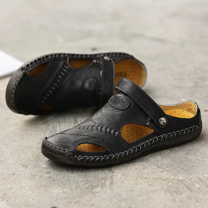 Genuine Leather Summer Sandals – Soft, Comfortable Non-Slip Design for Beach and Outdoor Wear