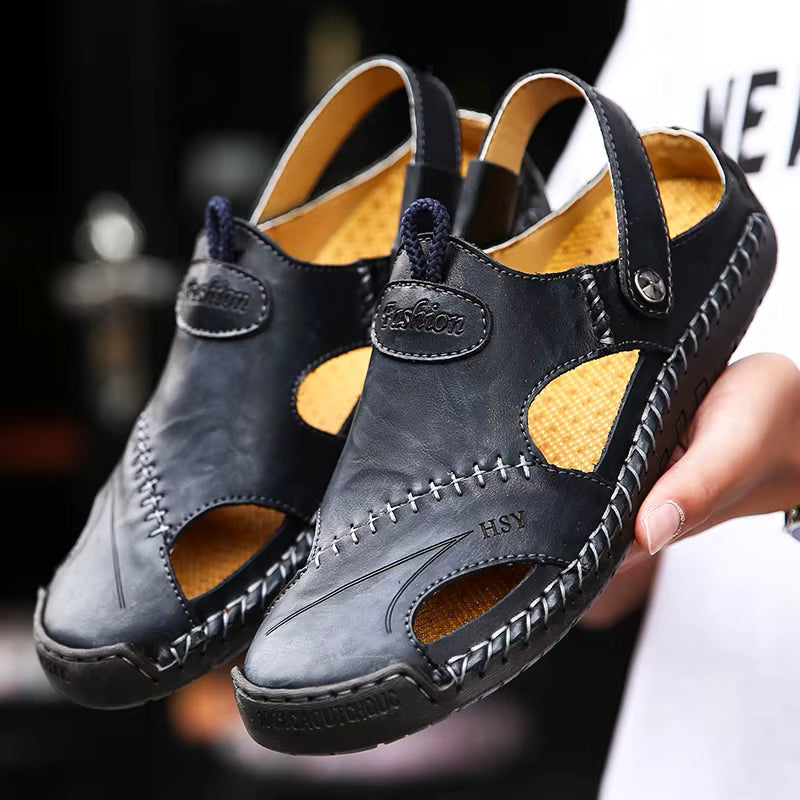 Genuine Leather Summer Sandals – Soft, Comfortable Non-Slip Design for Beach and Outdoor Wear