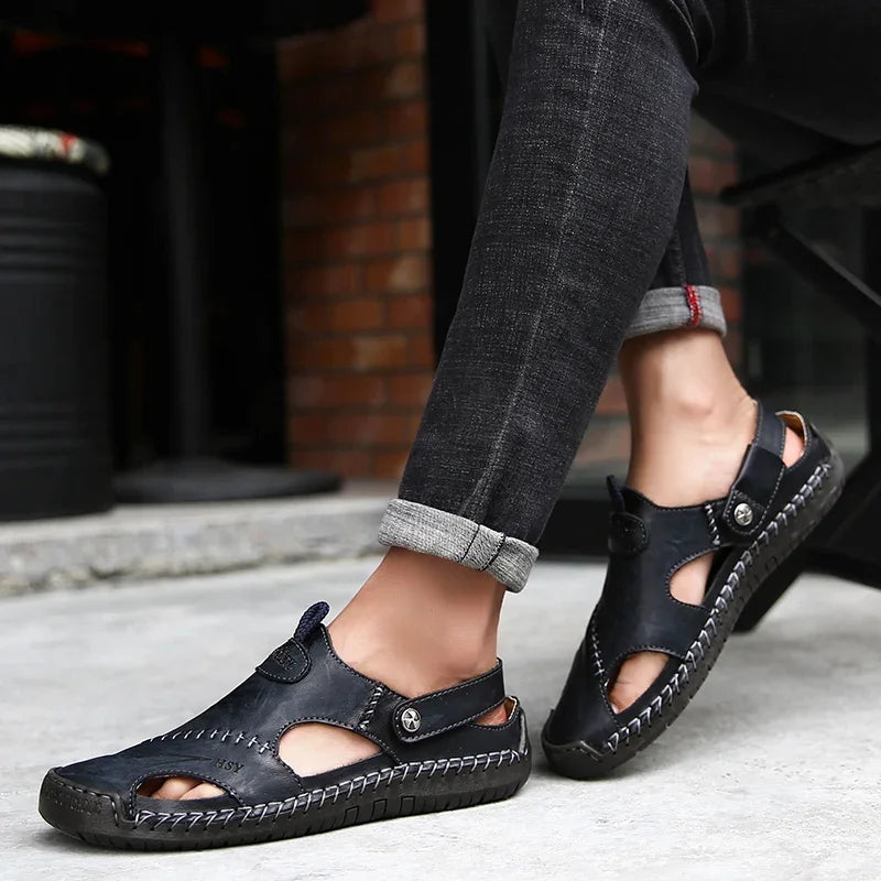 Genuine Leather Summer Sandals – Soft, Comfortable Non-Slip Design for Beach and Outdoor Wear