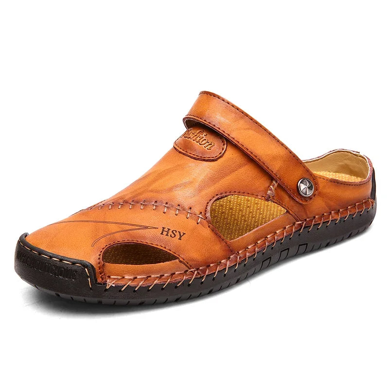 Genuine Leather Summer Sandals – Soft, Comfortable Non-Slip Design for Beach and Outdoor Wear
