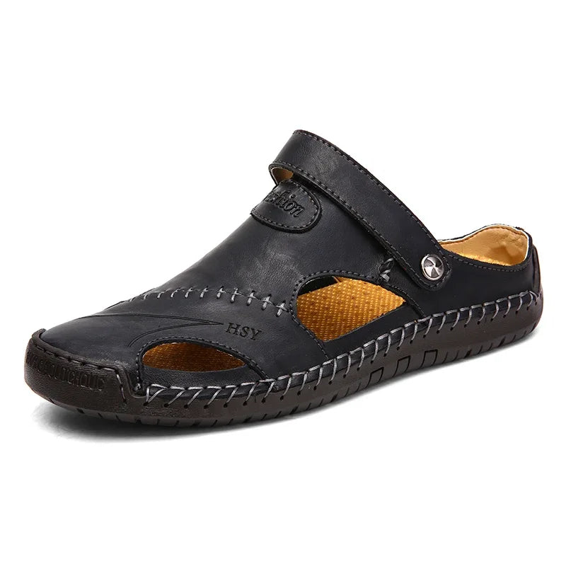 Genuine Leather Summer Sandals – Soft, Comfortable Non-Slip Design for Beach and Outdoor Wear
