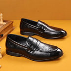 Men’s Formal Leather Loafers, Elegant Slip-On Dress Shoes for Office, Business, Parties, and Weddings