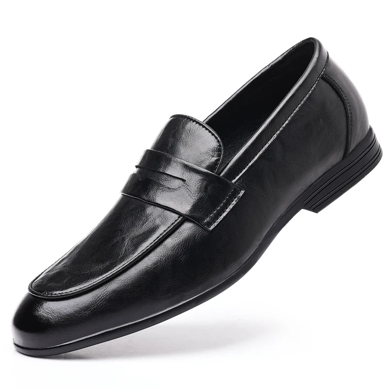 Men’s Formal Leather Loafers, Elegant Slip-On Dress Shoes for Office, Business, Parties, and Weddings
