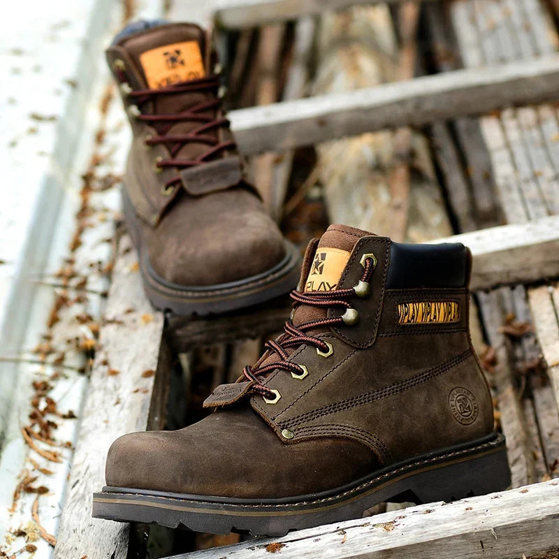 Men’s Genuine Leather Boots – Classic Outdoor, Motorcycle, Casual, Anti-Slip, Western Style