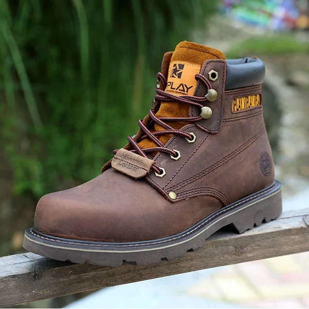 Men’s Genuine Leather Boots – Classic Outdoor, Motorcycle, Casual, Anti-Slip, Western Style