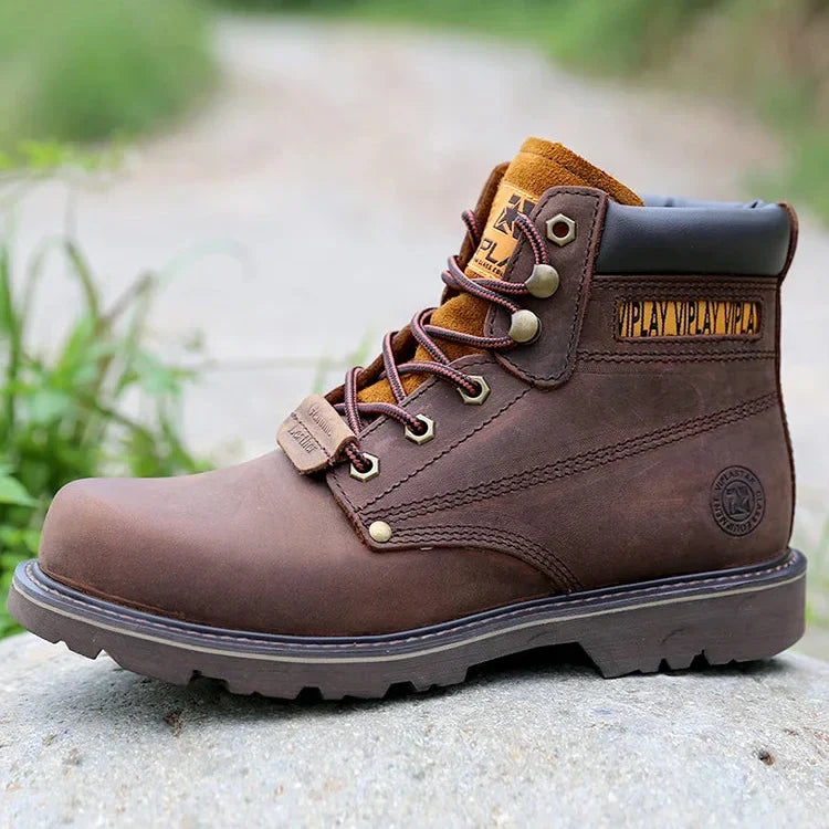 Men’s Genuine Leather Boots – Classic Outdoor, Motorcycle, Casual, Anti-Slip, Western Style
